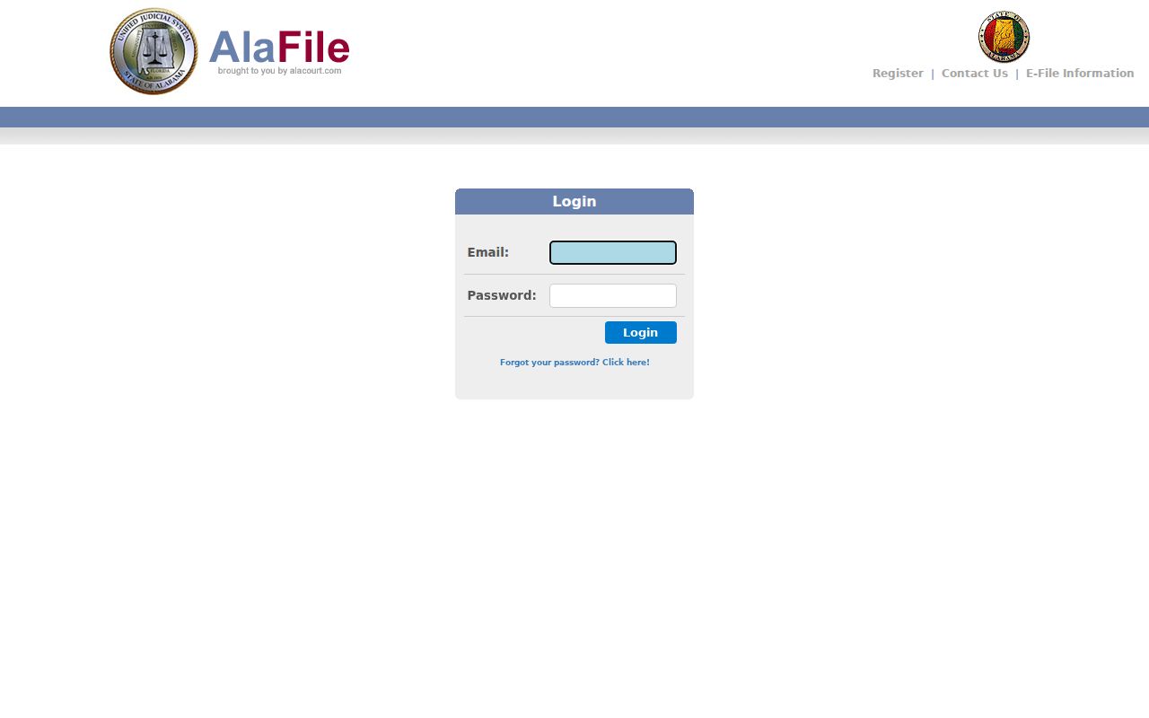 Lawrence County case filing access through the AlaFile login