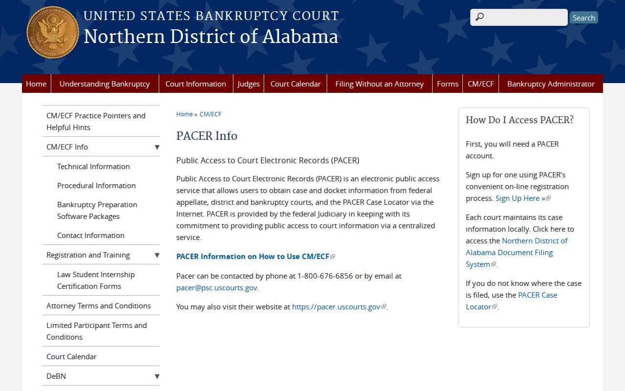 Lawrence County court schedule and separate bankruptcy PACER access