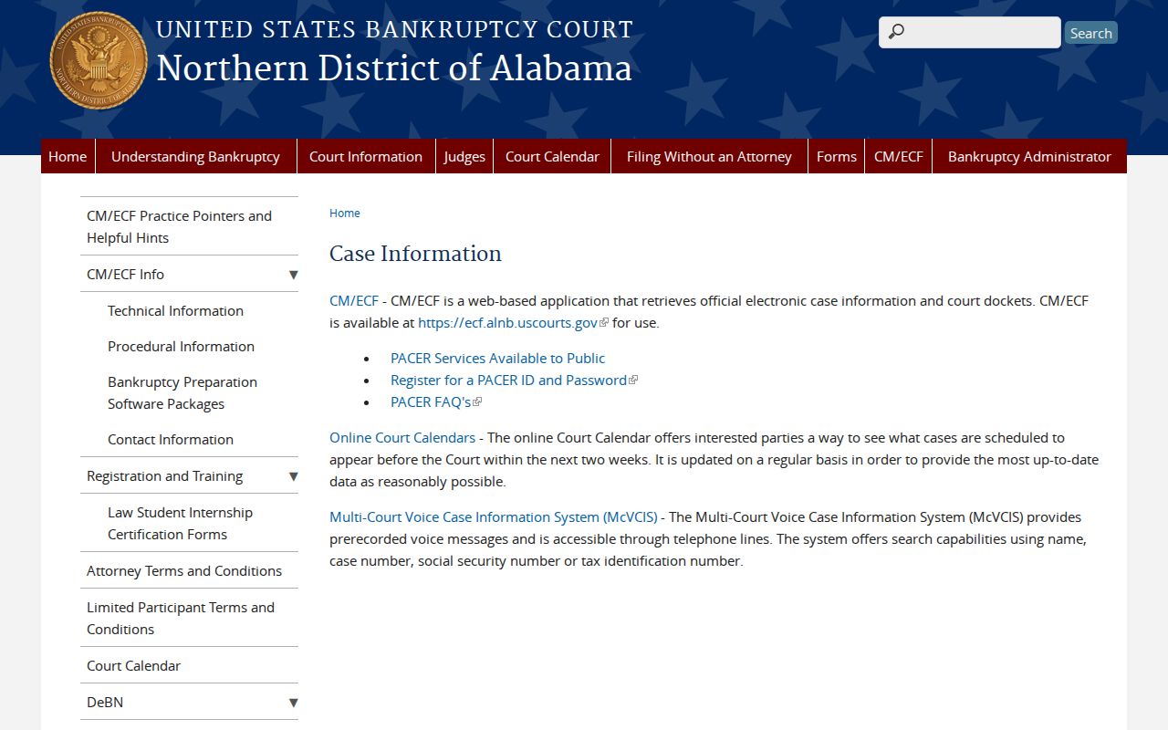 Lawrence County court calendar comparison with federal bankruptcy calendar