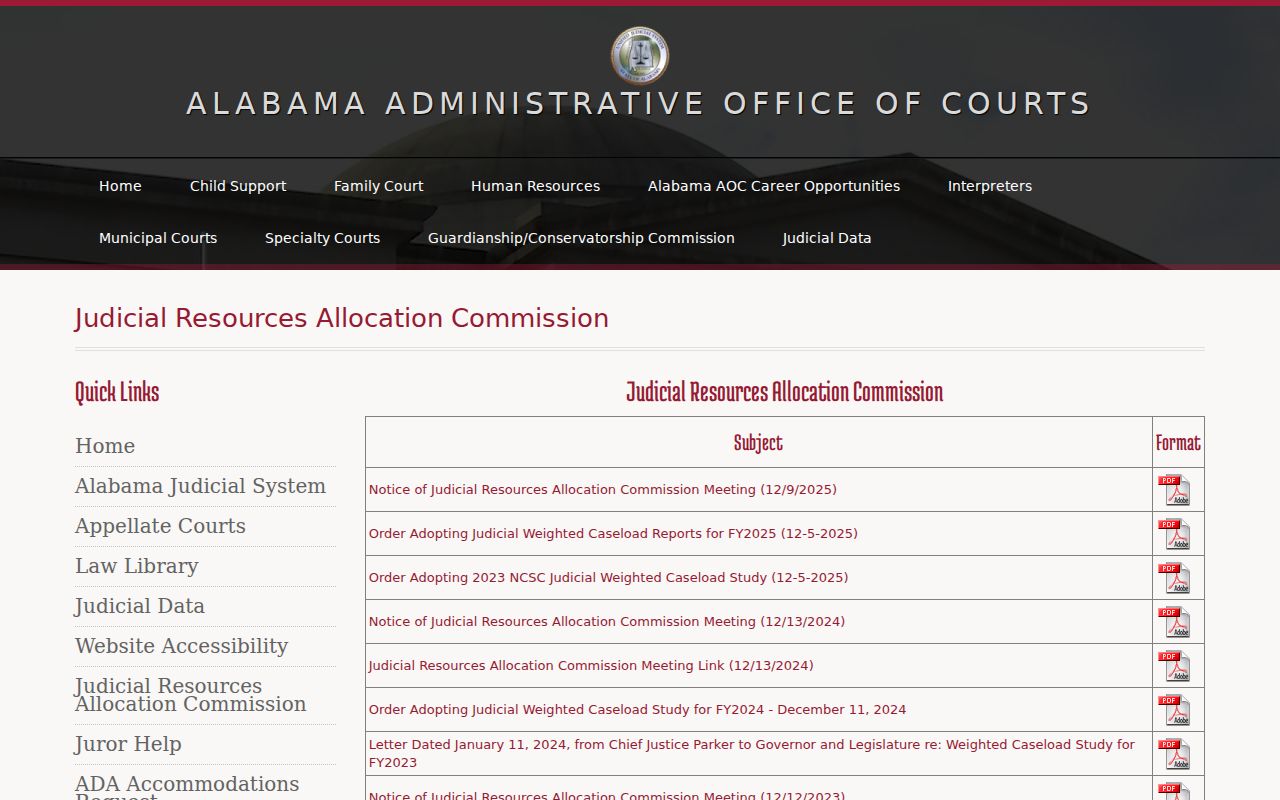 Lawrence County court calendar judicial workload source