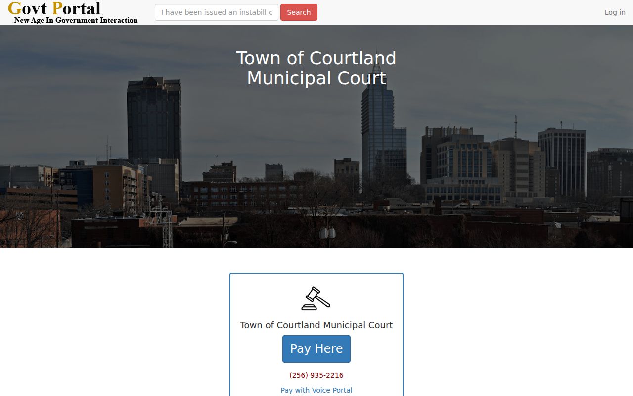 Courtland court records municipal payment gateway