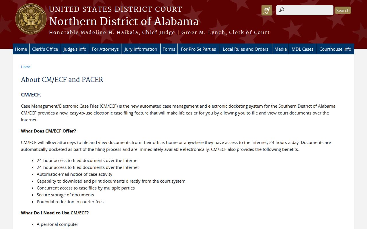 Federal docket source distinguished from Courtland court records