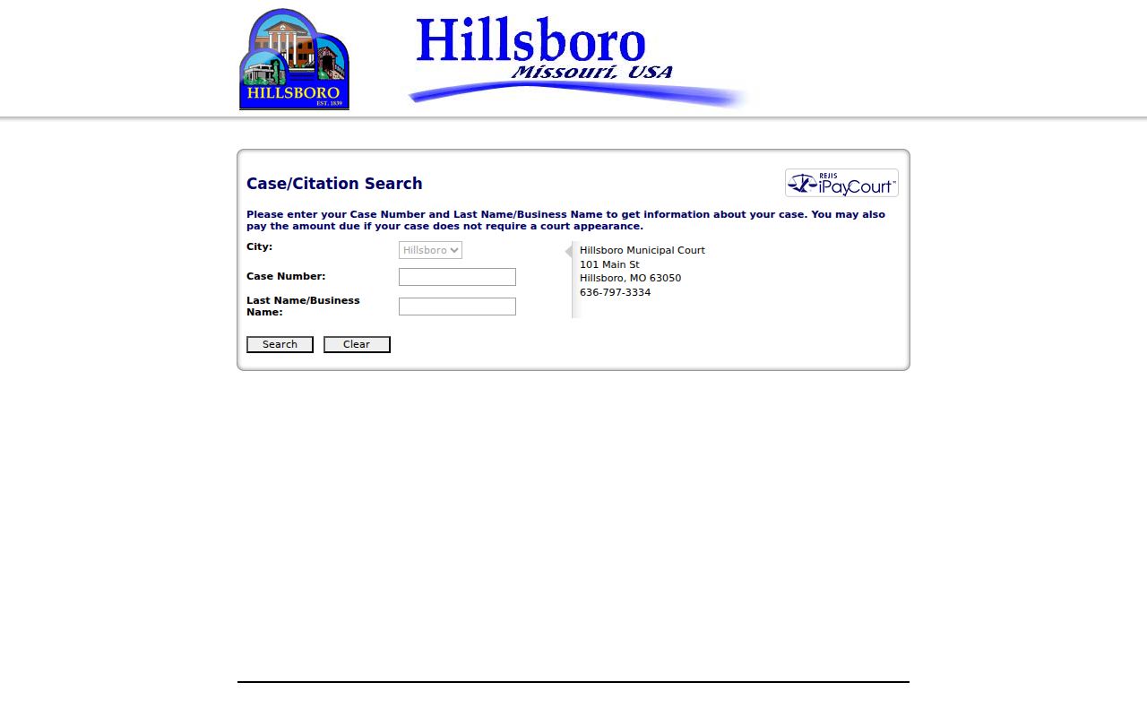 Hillsboro court records citation and case search gateway