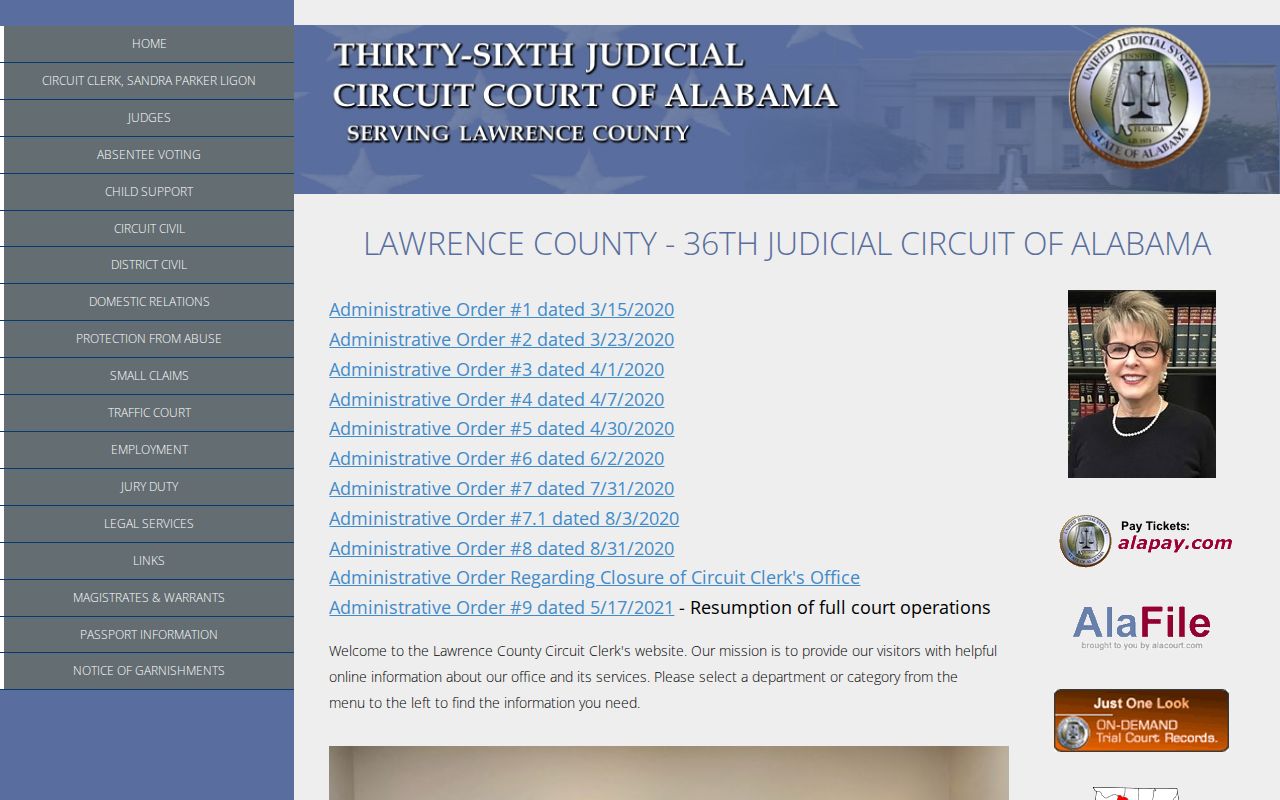 Official Lawrence County court docket home page