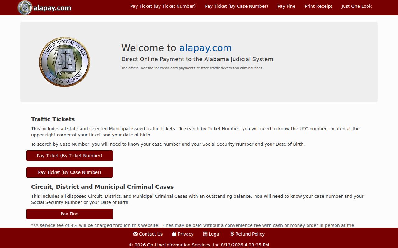 Lawrence County traffic court payment through Alabama AlaPay